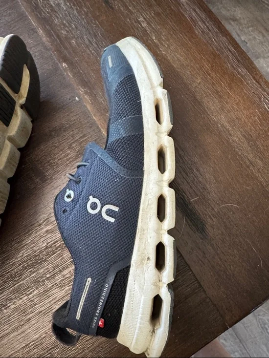 On Running Kids Navy and White Lightweight Sneakers - Picture 3 of 8